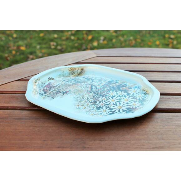 Country Barn / Metal Tray / Field of Flowers Tin Tray / Decorative Tray - Picture 5 of 6